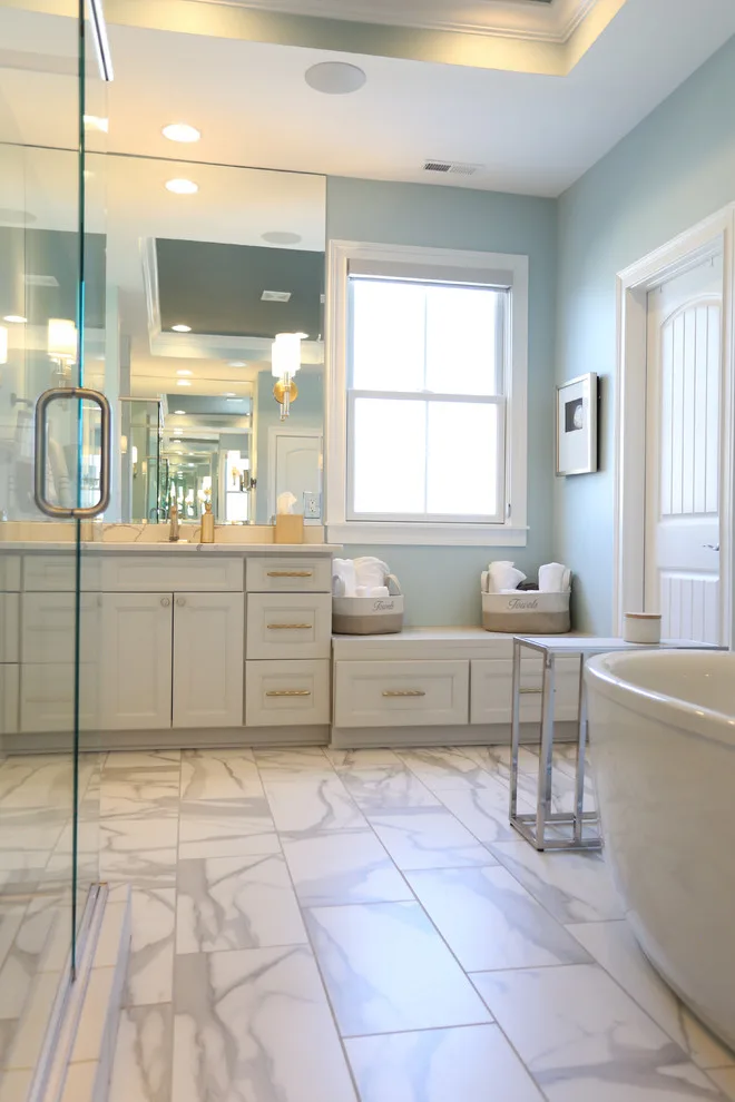 Contemporary Coastal Master Bathroom by Compass Design, LLC - Photo 3