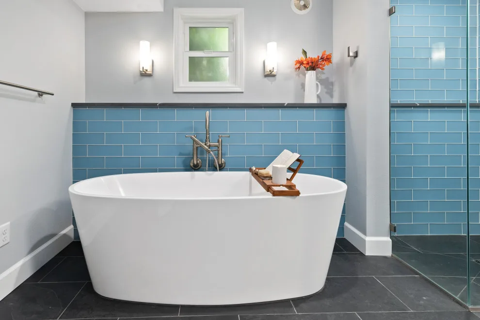 Modern Chic Blue Bathrooms by Powell Construction - Photo 4