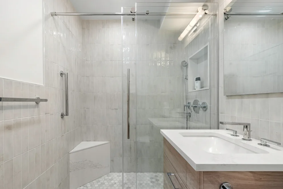 Modern Rustic Bathroom Renovation by Eastside Design & Build Inc. - Photo 6
