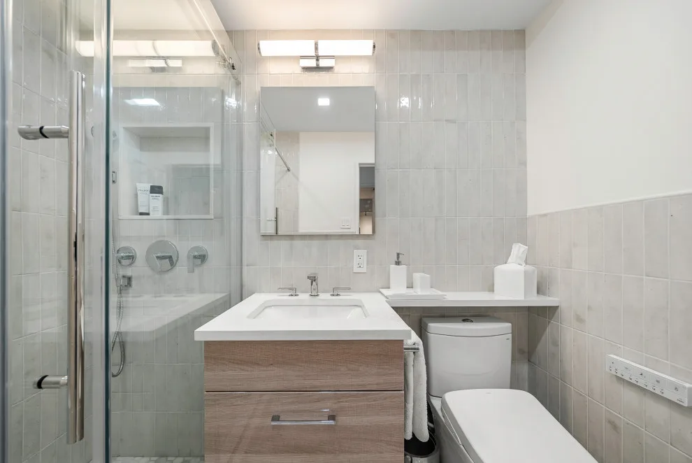 Modern Rustic Bathroom Renovation by Eastside Design & Build Inc. - Photo 7