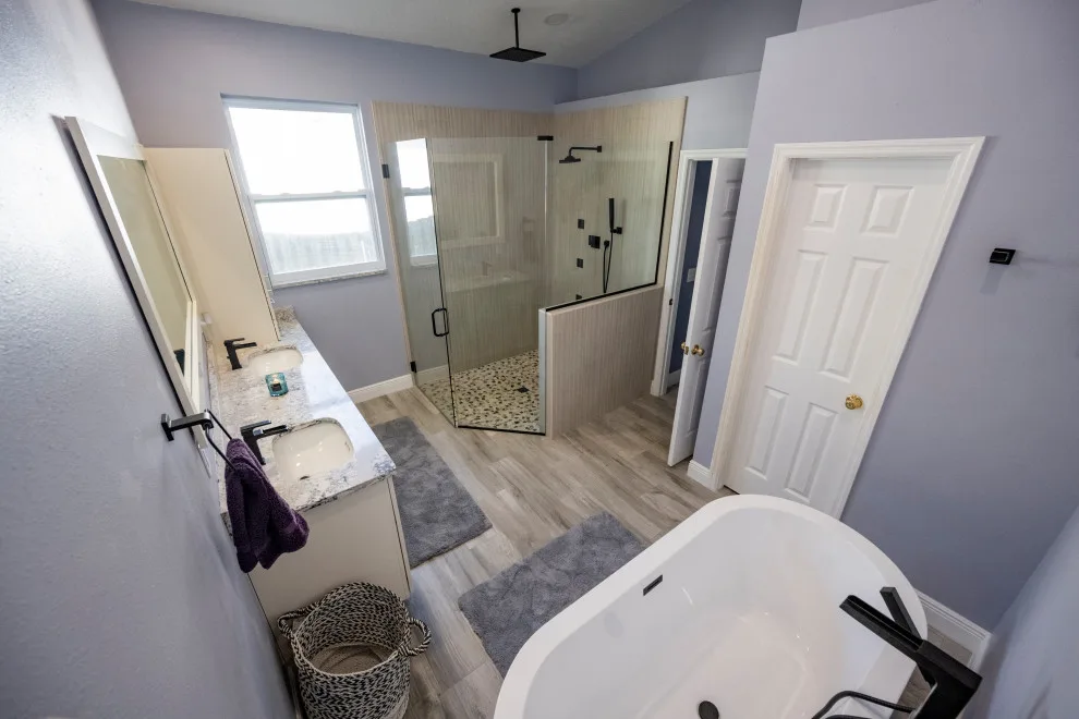 Accessible Bathroom with Compact Freestanding Tub by CMK Construction - Photo 3