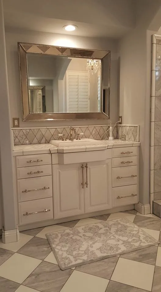 Bespoke Bathroom Featuring Checkerboard Flooring by Henle Construction, Inc. - Photo 3