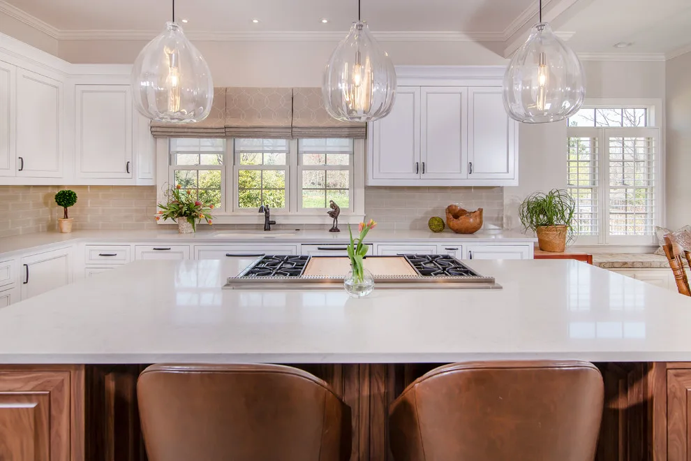 Walnut Island in a White Designer Kitchen by Greenbrook Design Center - Photo 10