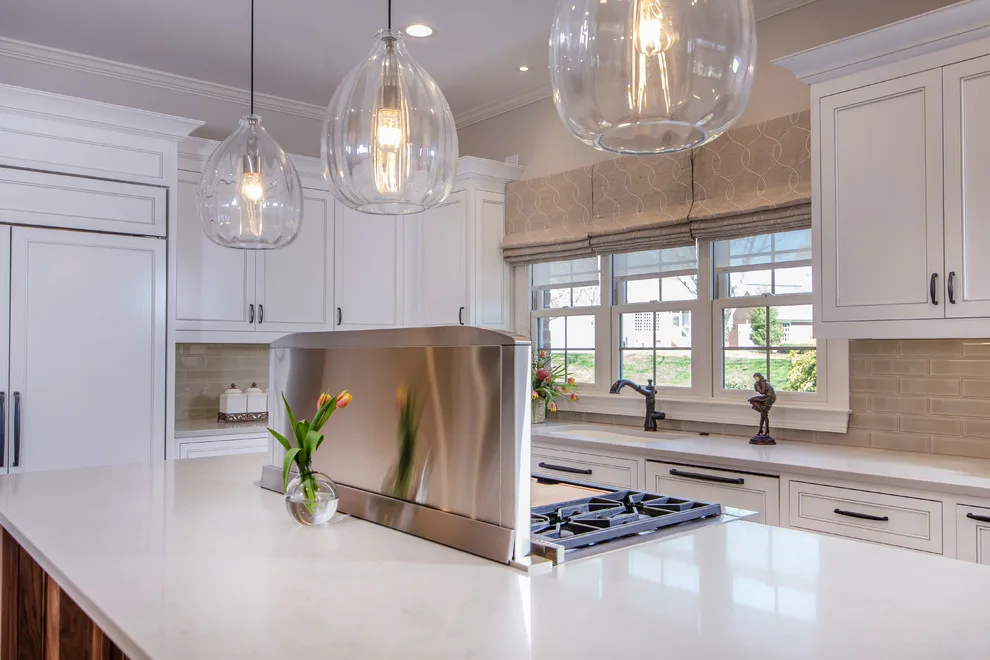 Walnut Island in a White Designer Kitchen by Greenbrook Design Center - Photo 14