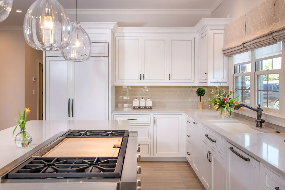 Walnut Island in a White Designer Kitchen by Greenbrook Design Center - Photo 9