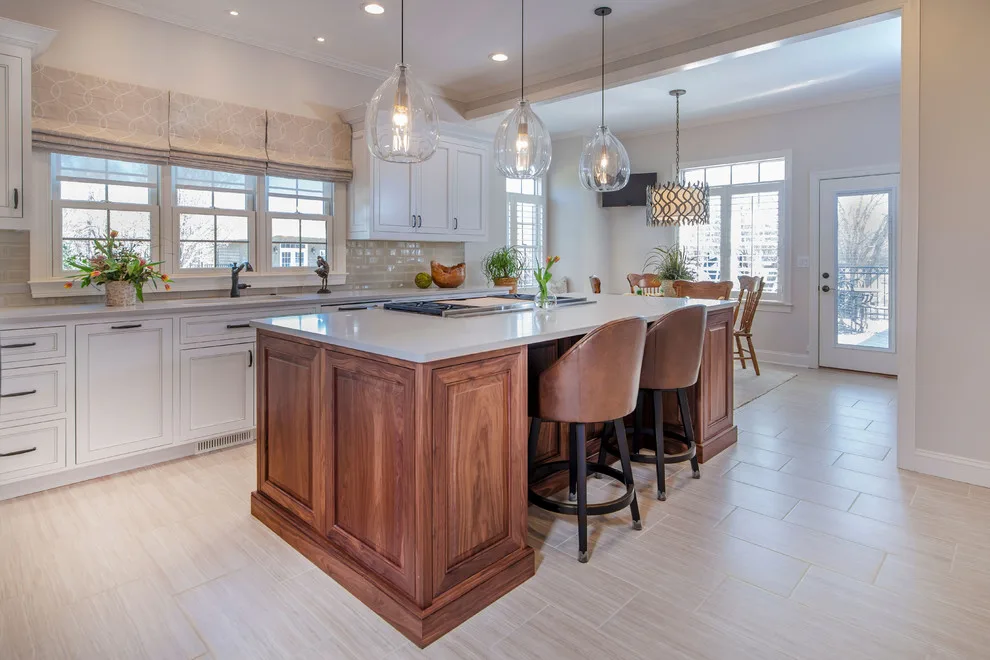 Walnut Island in a White Designer Kitchen by Greenbrook Design Center - Photo 8