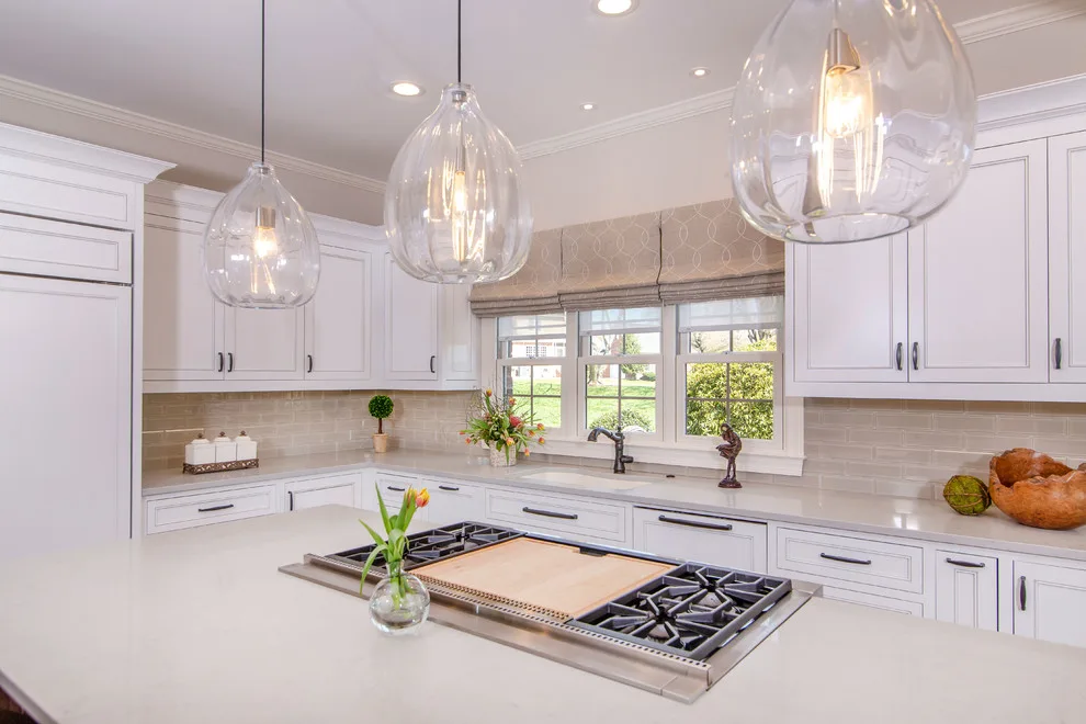 Walnut Island in a White Designer Kitchen by Greenbrook Design Center - Photo 12