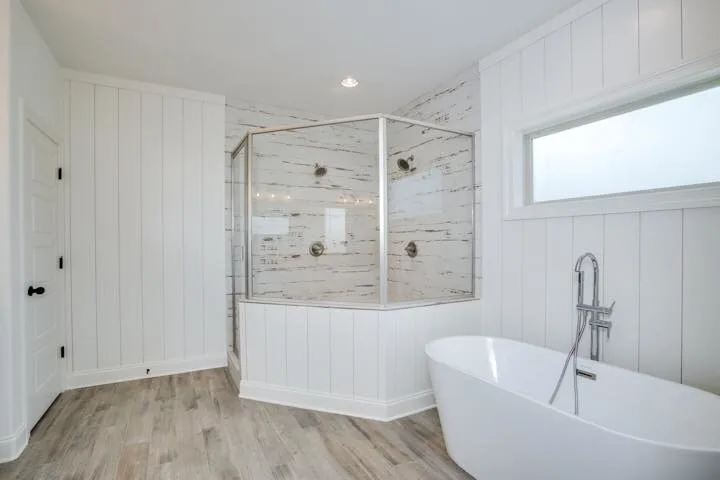 Weathered Wood Tile Shower by America's Best Carpet And Tile - Photo 2