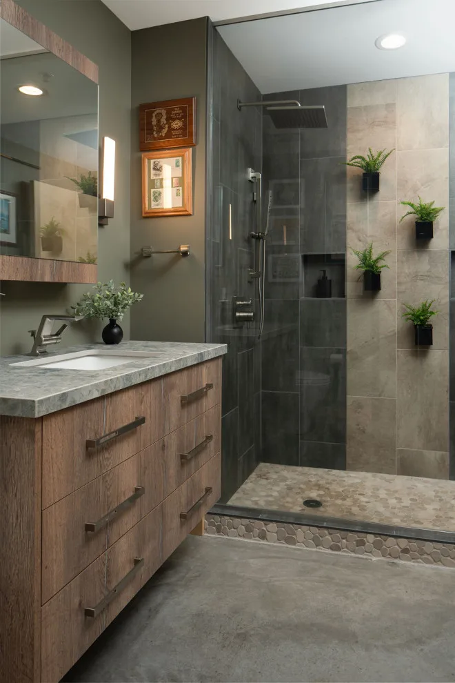 Natural Condo Bathroom Renovation by Sawhill Kitchens - Photo 5