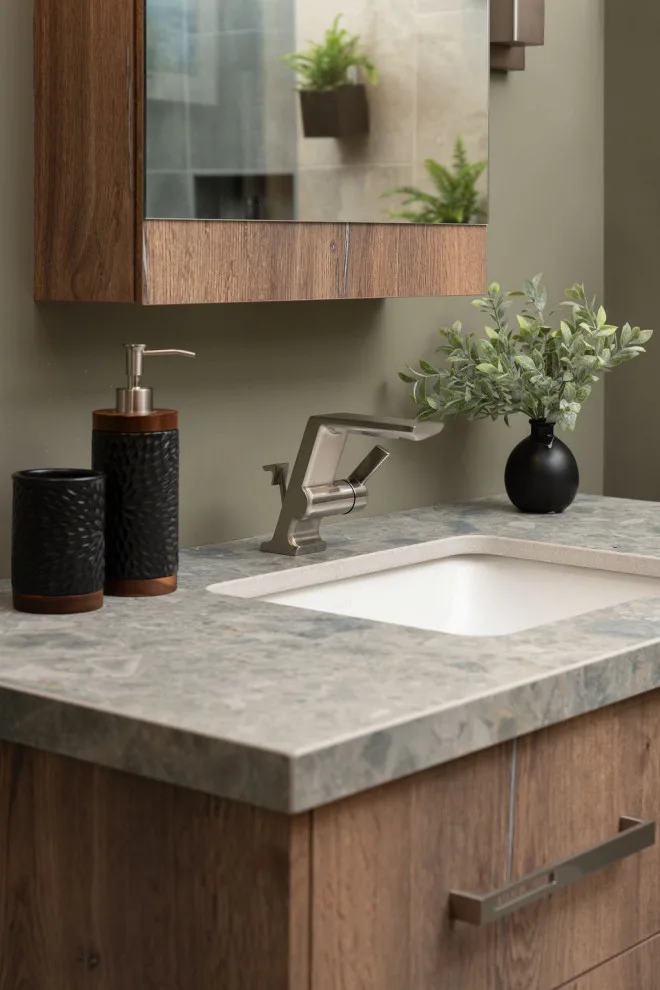 Natural Condo Bathroom Renovation by Sawhill Kitchens - Photo 4