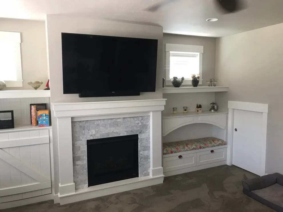 Media Hub with Fireplace by CCH Design | Remodel - Photo 7