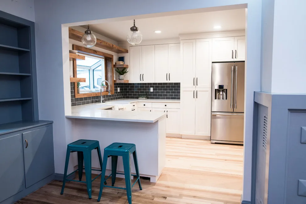 Brick and Floating Shelves Kitchen Renovation by CCH Design | Remodel - Photo 8