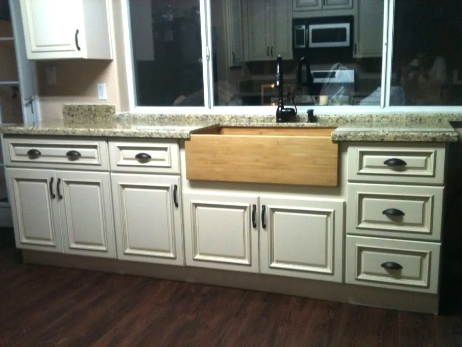 Custom Wood Sink in Farmhouse Kitchen by Bella Stone Countertops - Photo 4