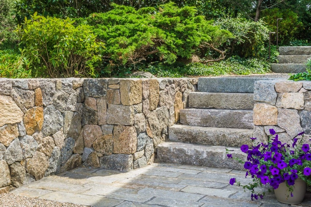 Stone Steps and Fieldstone Wall, Barnstable, MA by Kimberly Mercurio Landscape Architecture - Photo 3