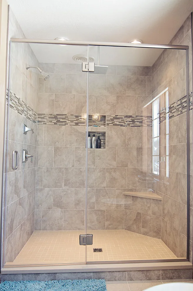 Contemporary Tiled Shower/Bathtub by Cornerstone Builders Of Terre Haute, Inc. - Photo 4