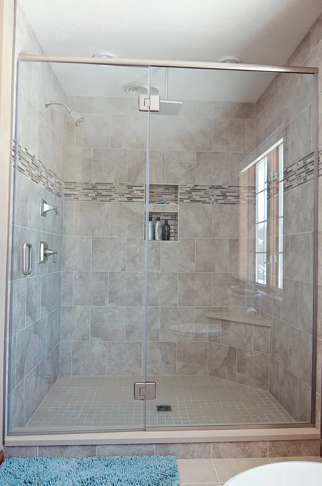 Contemporary Tiled Shower/Bathtub by Cornerstone Builders Of Terre Haute, Inc. - Photo 20