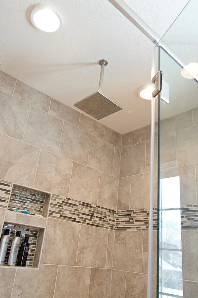 Contemporary Tiled Shower/Bathtub by Cornerstone Builders Of Terre Haute, Inc. - Photo 12