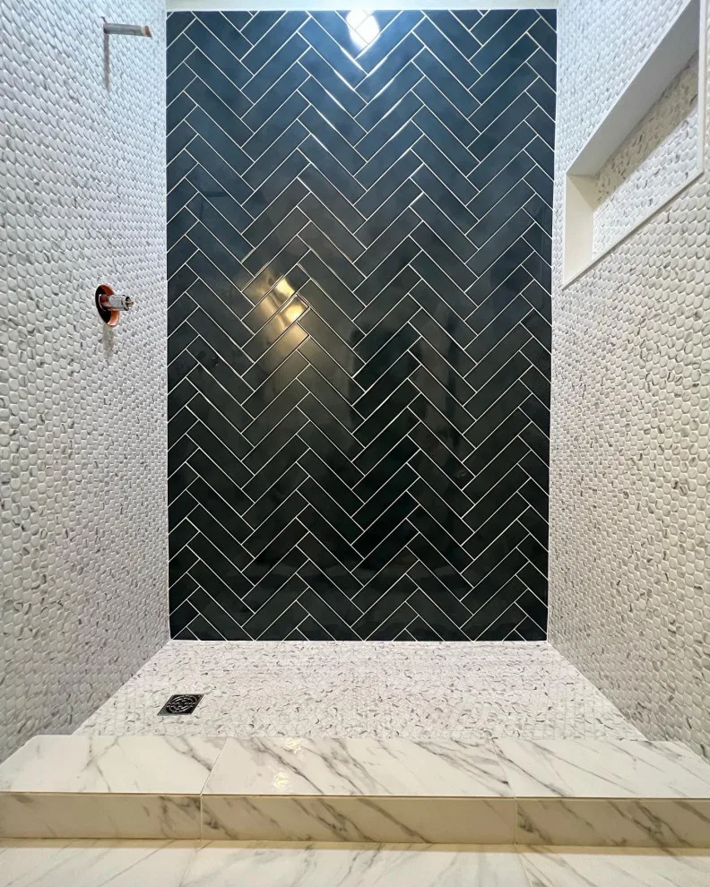 Herringbone Pattern Shower Remodel with 3x12 Subway Tiles by Dprocustoms LLC - Photo 2