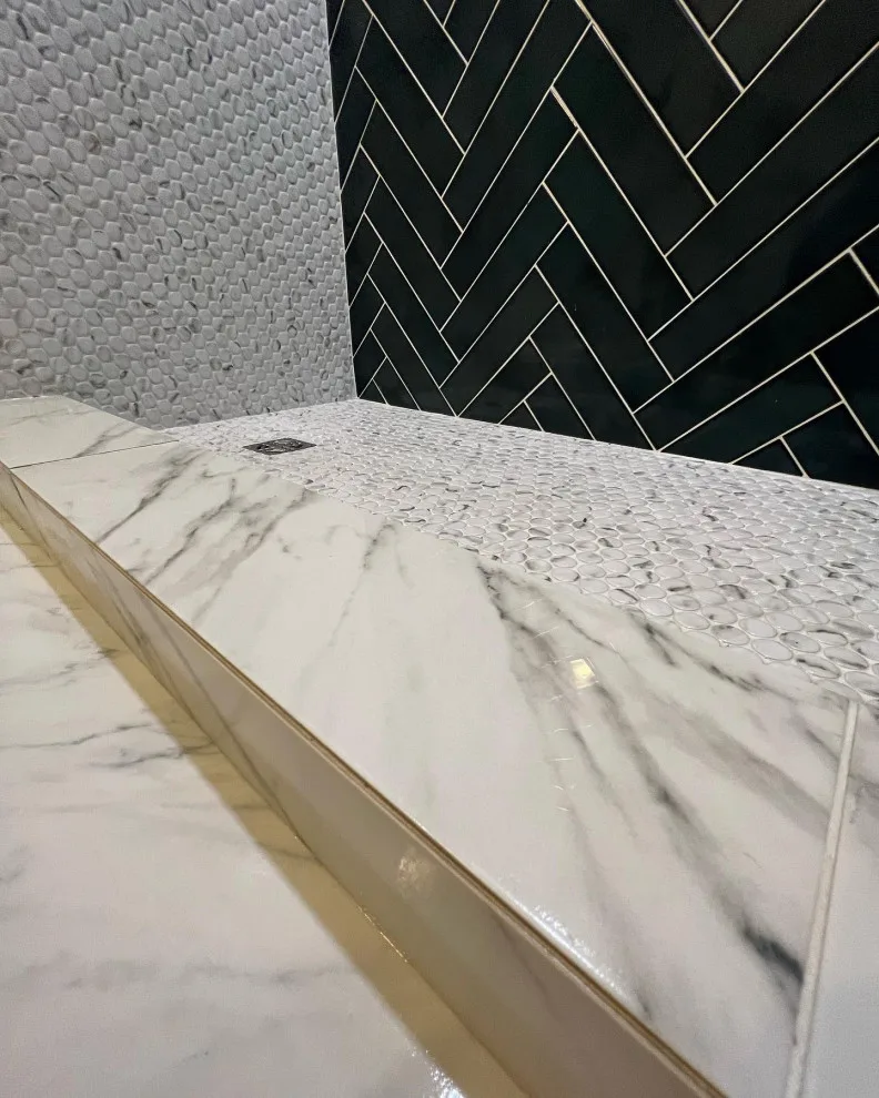 Herringbone Pattern Shower Remodel with 3x12 Subway Tiles by Dprocustoms LLC - Photo 4