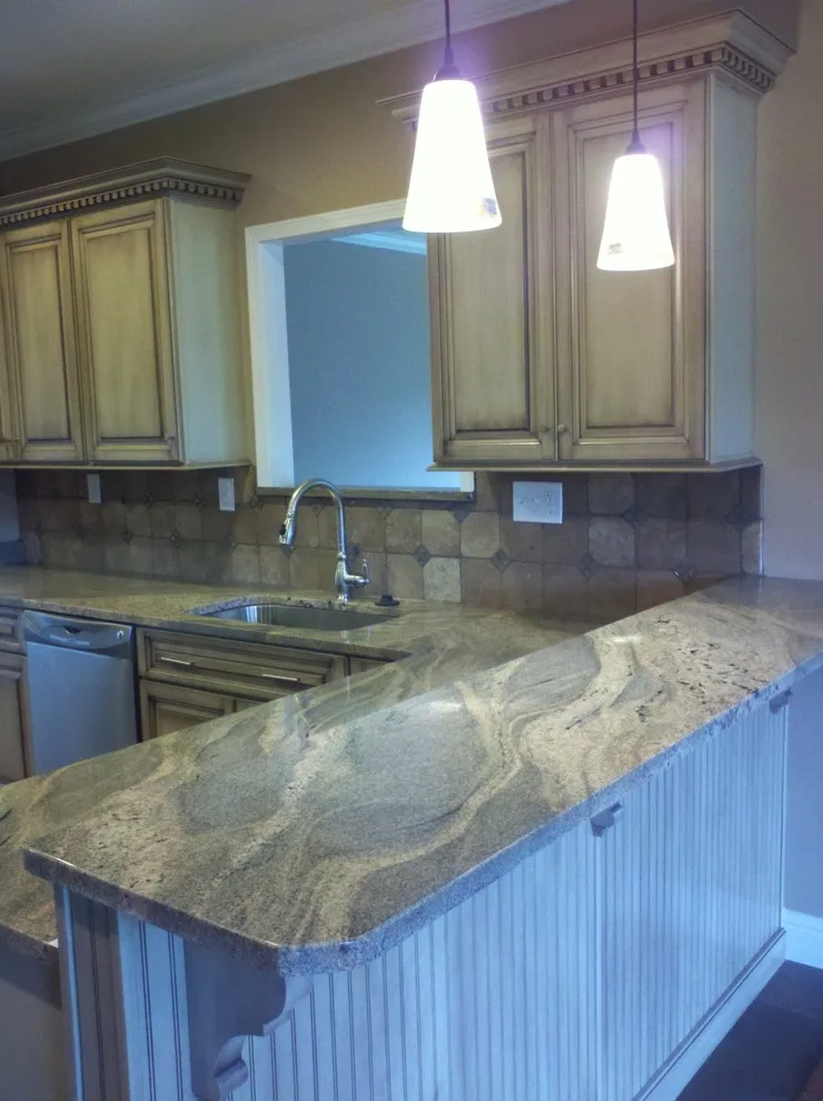 Tumbled Stone Kitchen Backsplash with Straight Lay Design by Floor Pro South, LLC - Photo 3