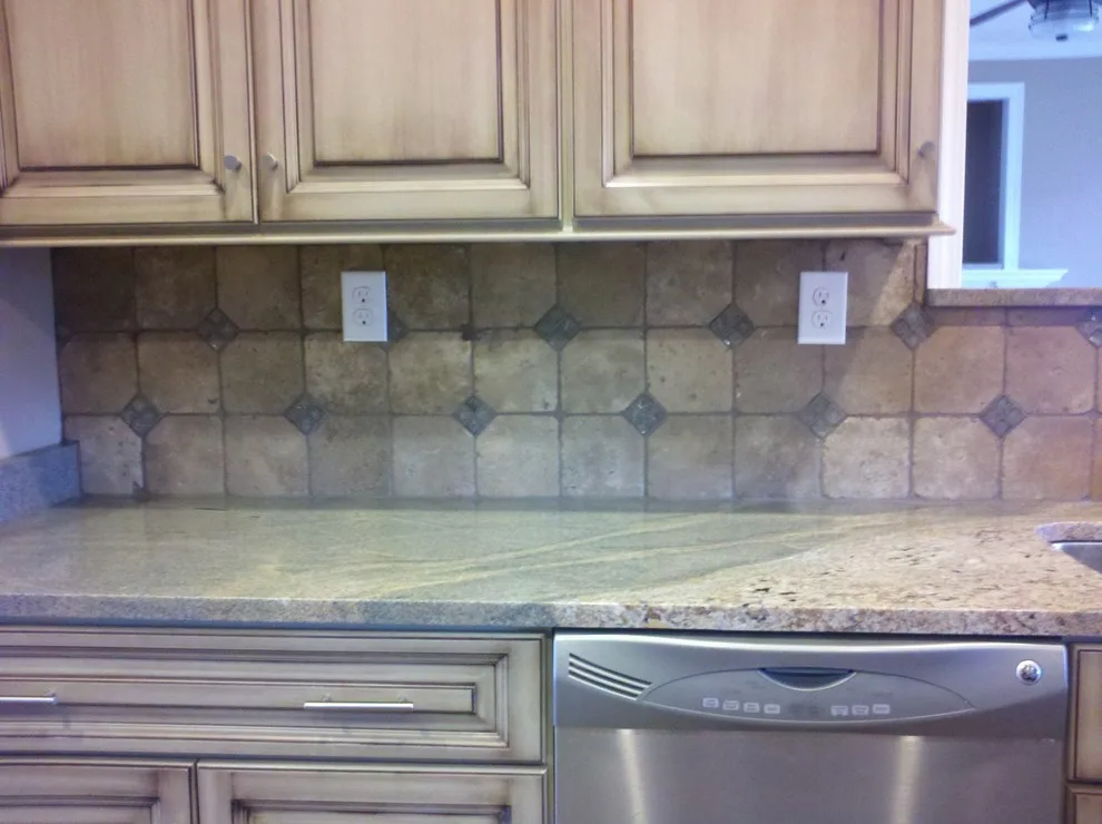 Tumbled Stone Kitchen Backsplash with Straight Lay Design by Floor Pro South, LLC - Photo 4