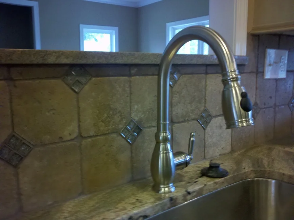 Tumbled Stone Kitchen Backsplash with Straight Lay Design by Floor Pro South, LLC - Photo 2