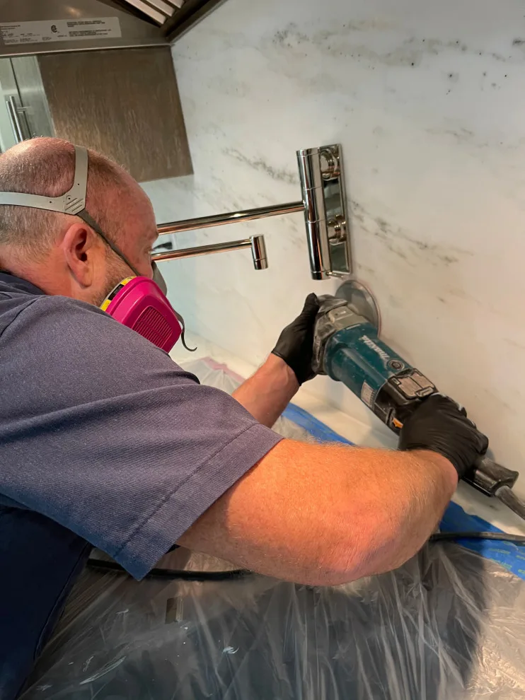Marble Backsplash Restoration by The Beautiful Stone Company - Photo 2