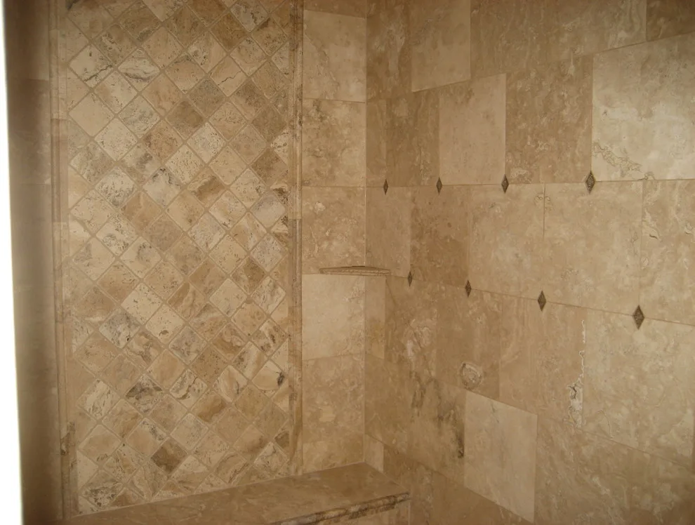 travertine bathtub and shower by Heinrichs Custom Tile And Stone - Photo 2