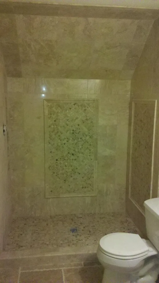shower with step-in access by Big City Tile & Stone, LLC - Photo 4
