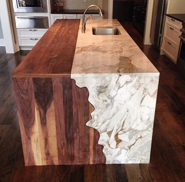 Walnut Island with White Nuvolato Marble by Werthan LLC - Photo 2