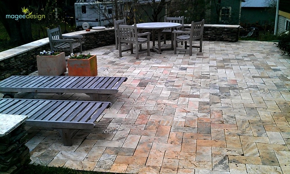 Travertine patio and walls by Magee Design - Photo 2