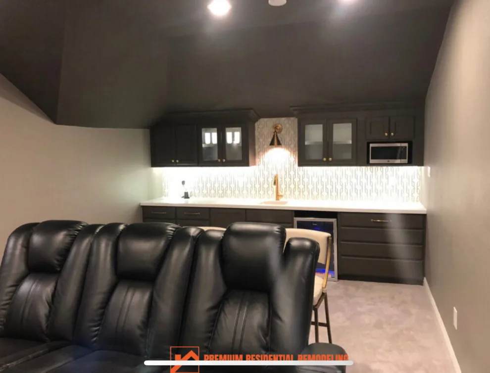 Media Room and Kitchenette Conversion of Attic by Premium Residential Remodeling - Photo 11