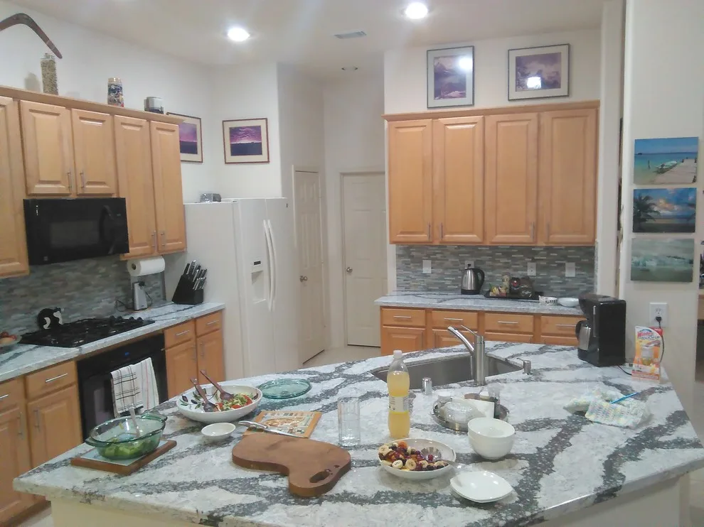 Quartz Backsplash and Hexagonal Island in Cypress, TX by A Beautiful Floor, Inc - Photo 2