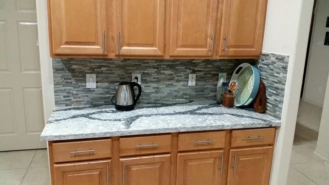 Quartz Backsplash and Hexagonal Island in Cypress, TX by A Beautiful Floor, Inc - Photo 5