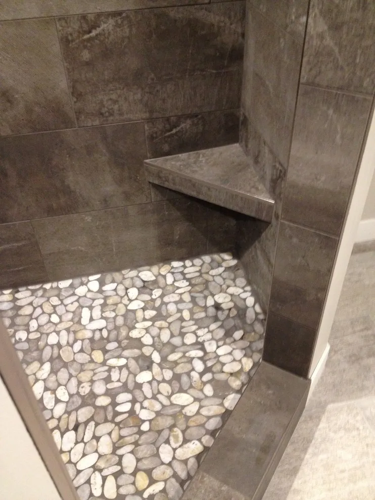 Mosaic Grey Shower with Seating by Phoenix Home Solutions, LLC - Photo 2