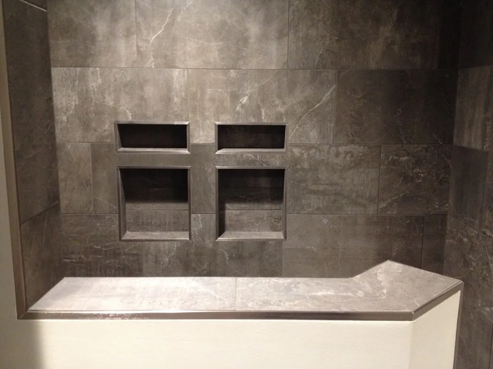 Mosaic Grey Shower with Seating by Phoenix Home Solutions, LLC - Photo 3