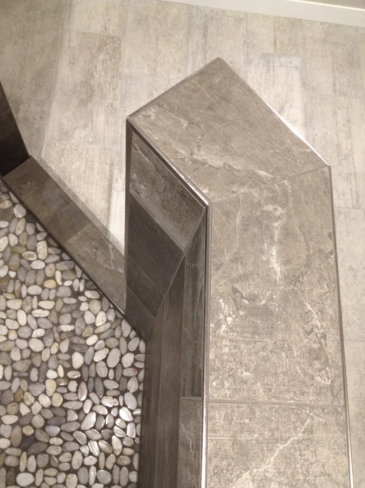 Mosaic Grey Shower with Seating by Phoenix Home Solutions, LLC - Photo 6
