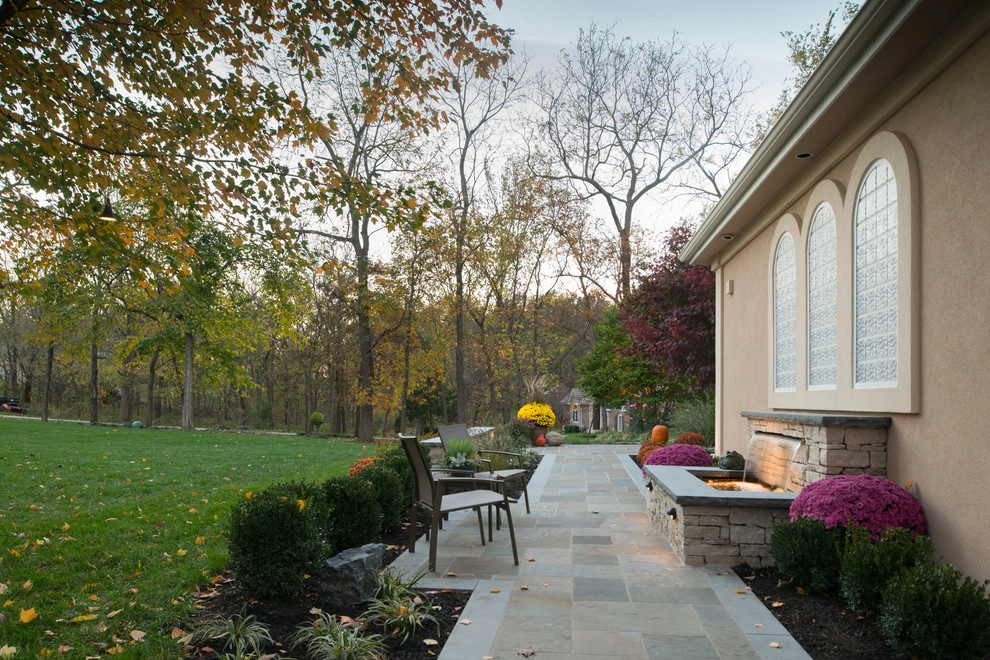 Kowalik Front Entryway with Fountain by Maverick Landscaping, Porch And Patio - Photo 55