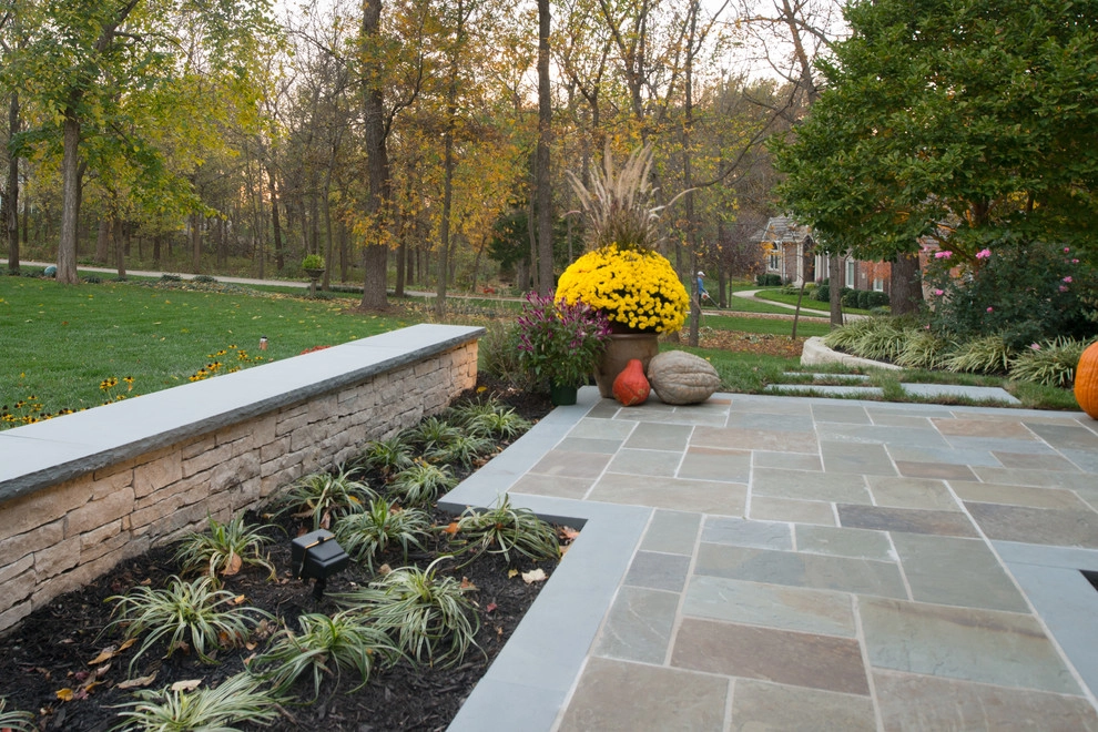 Kowalik Front Entryway with Fountain by Maverick Landscaping, Porch And Patio - Photo 69