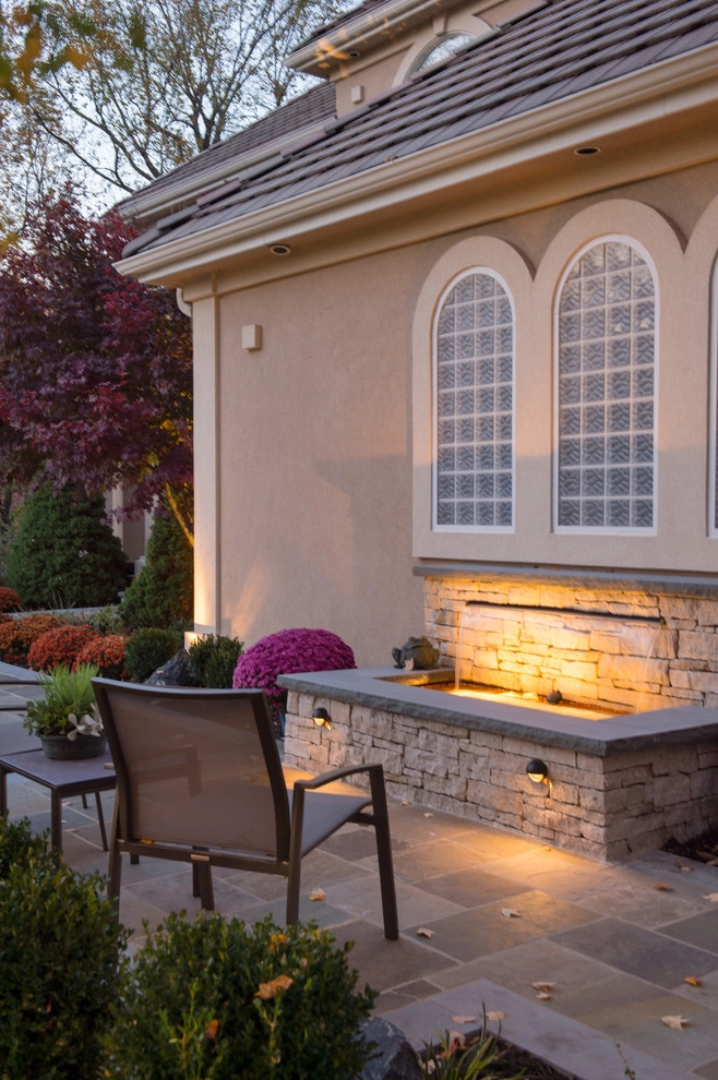 Kowalik Front Entryway with Fountain by Maverick Landscaping, Porch And Patio - Photo 18