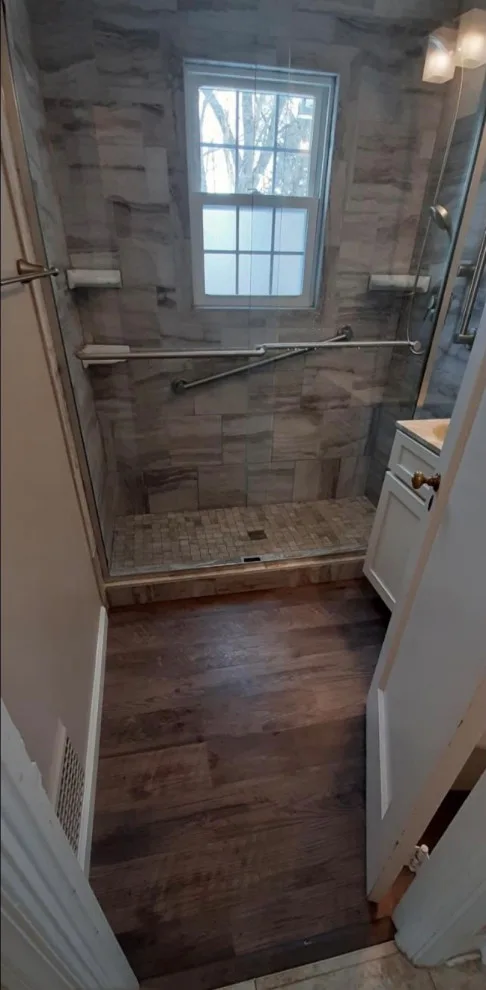 Sand-colored Tile Shower by Country Gentlemen Kitchen & Bathroom Remodeling - Photo 3