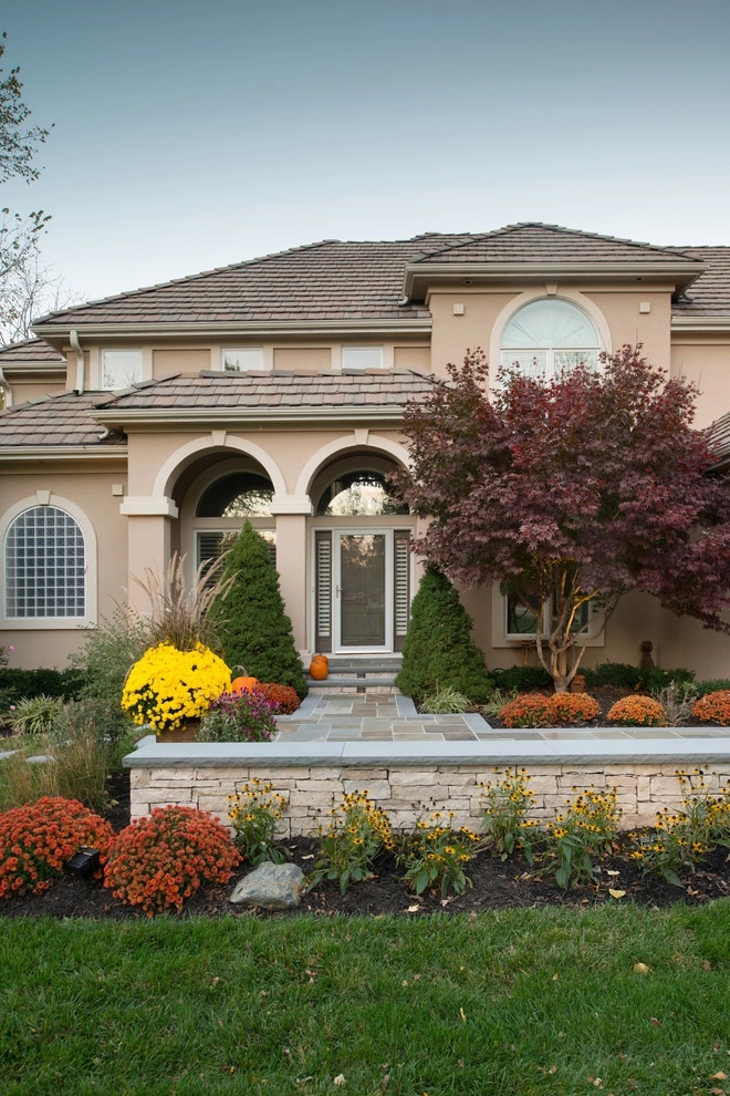 Kowalik Front Entryway with Fountain by Maverick Landscaping, Porch And Patio - Photo 80