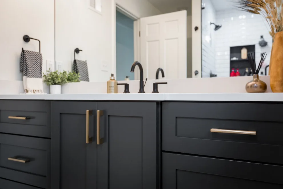 Brass and Black Bold Bathroom by NextGen Remodeling LLC - Photo 9