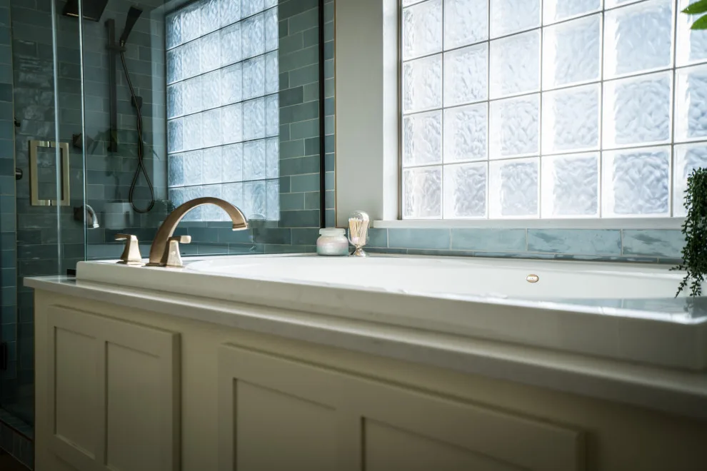 Azure and Ivory Primary Bathroom by Heritage Renovations - Photo 15