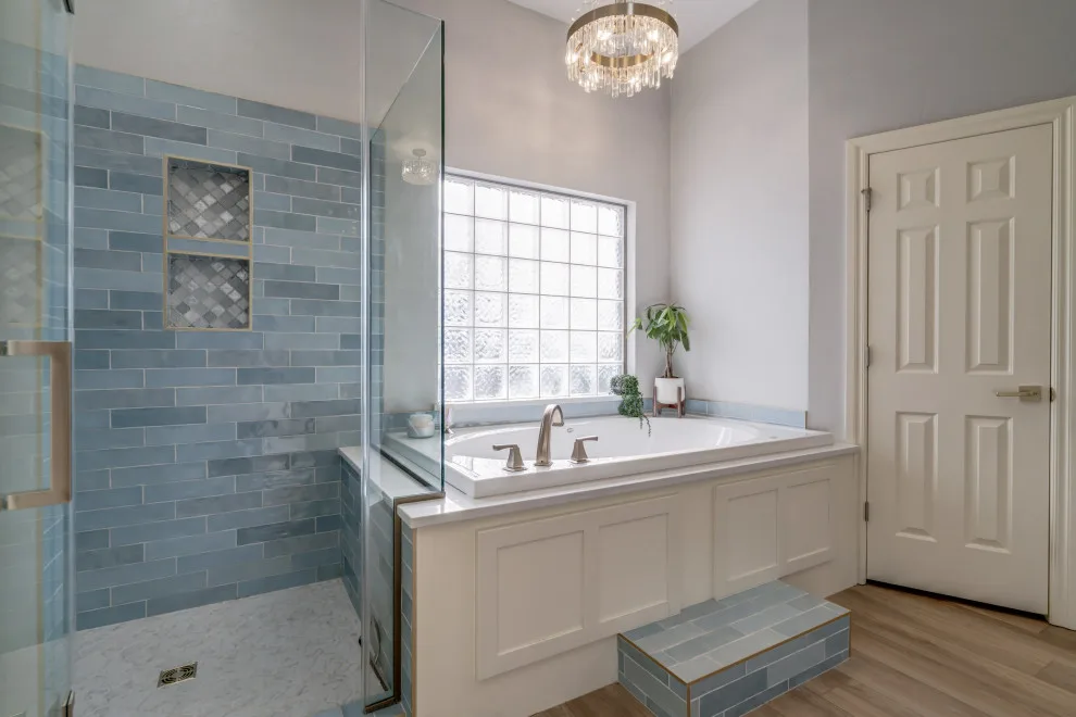 Azure and Ivory Primary Bathroom by Heritage Renovations - Photo 12