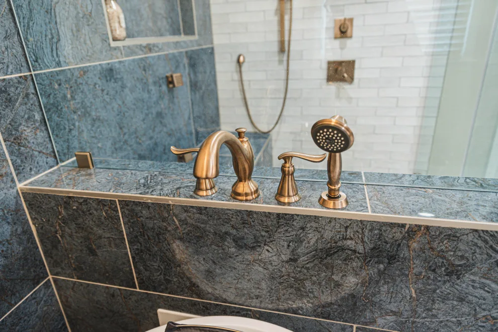 Coffee-Inspired Blue Bathroom Renovation by Callaway Homes Remodeling - Photo 10