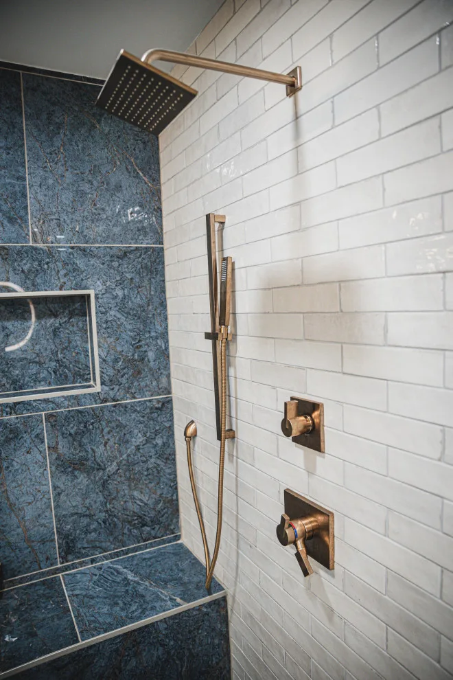 Coffee-Inspired Blue Bathroom Renovation by Callaway Homes Remodeling - Photo 12