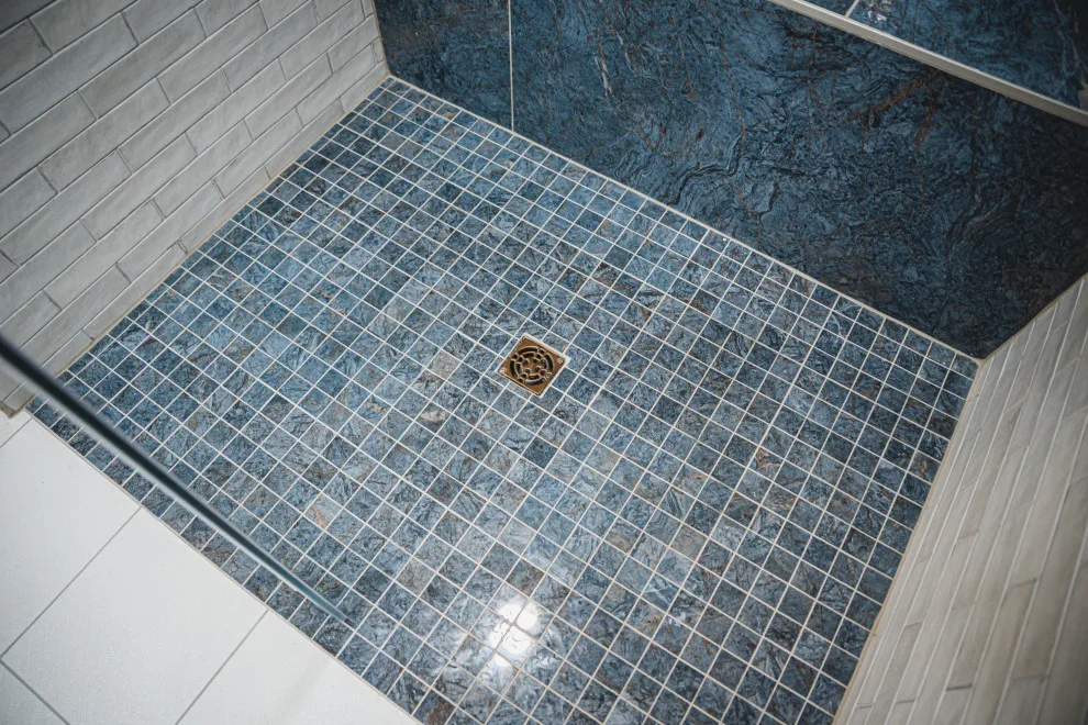 Coffee-Inspired Blue Bathroom Renovation by Callaway Homes Remodeling - Photo 2