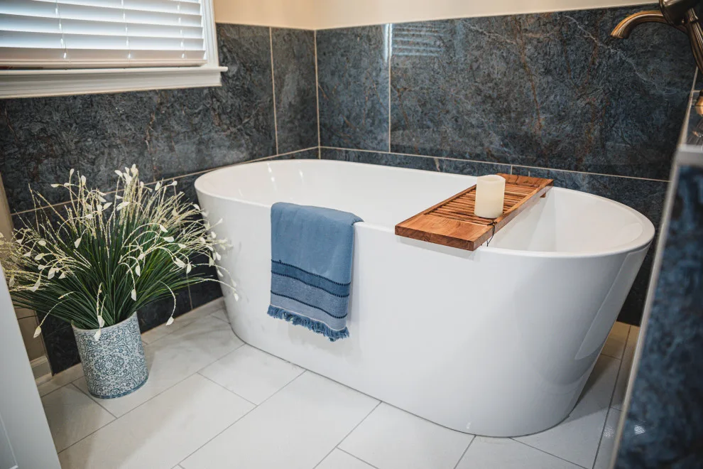 Coffee-Inspired Blue Bathroom Renovation by Callaway Homes Remodeling - Photo 7