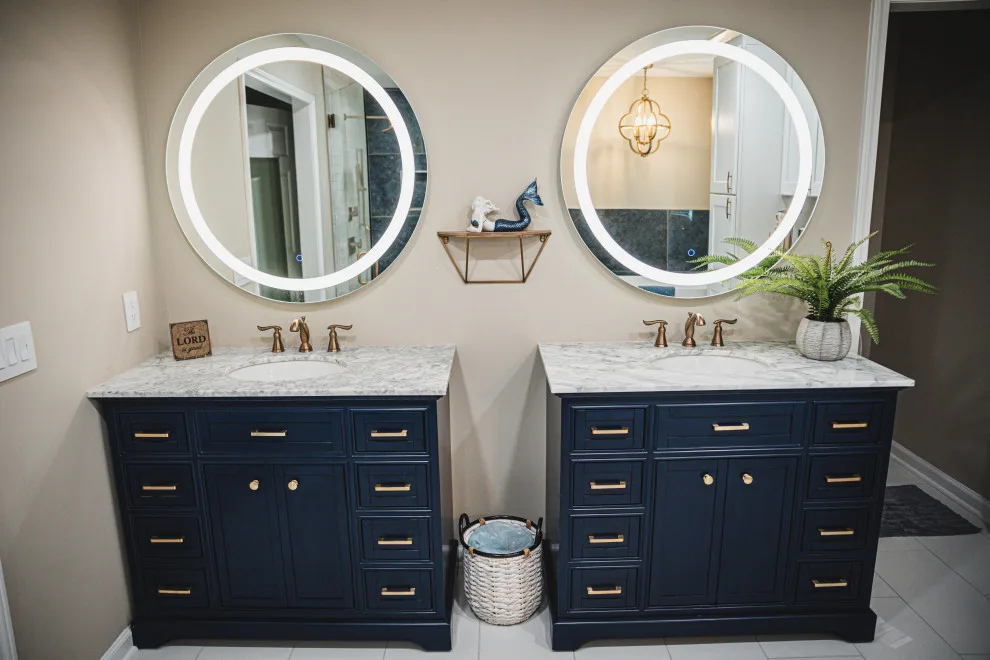 Coffee-Inspired Blue Bathroom Renovation by Callaway Homes Remodeling - Photo 8